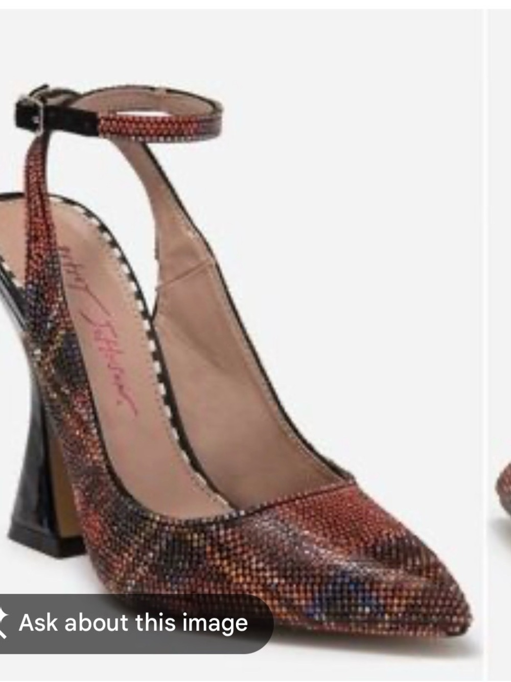 Betsey Johnson Multicolor Crystal Pointed Ankle-Strap Pump